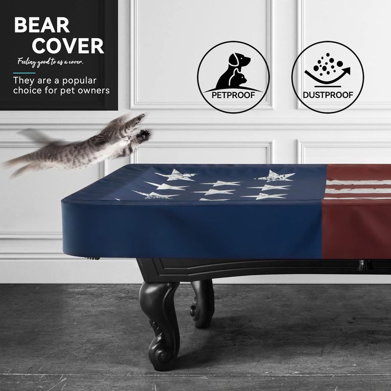 BEARCOVER Pool Table Cover, Waterproof Indoor/Outdoor Heavy Leatherette Pool Table Accessories, Billiards Accessories for Protecting Felt, 7/8/9 Feet Fitted Billiard Covers Red & Blue(7FT/OG) - Image 3
